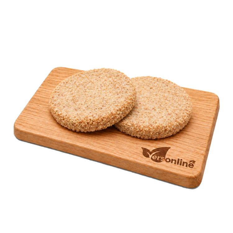 Hamburger rund gepaneerd 2stuks (220gr) op Versonline snijplank