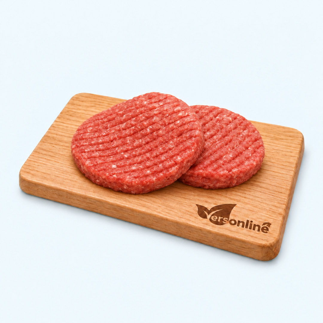 Hamburger Black Angus 2stuks (300gr) op Versonline snijplank