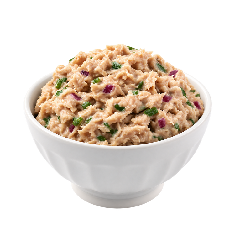 Tonijnsalade in wit schaaltje